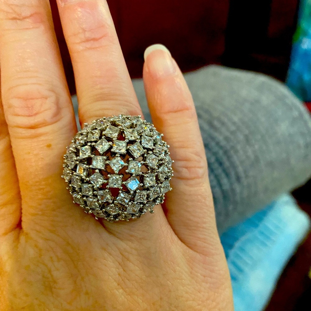 Diamonique brand simulated diamond cocktail ring